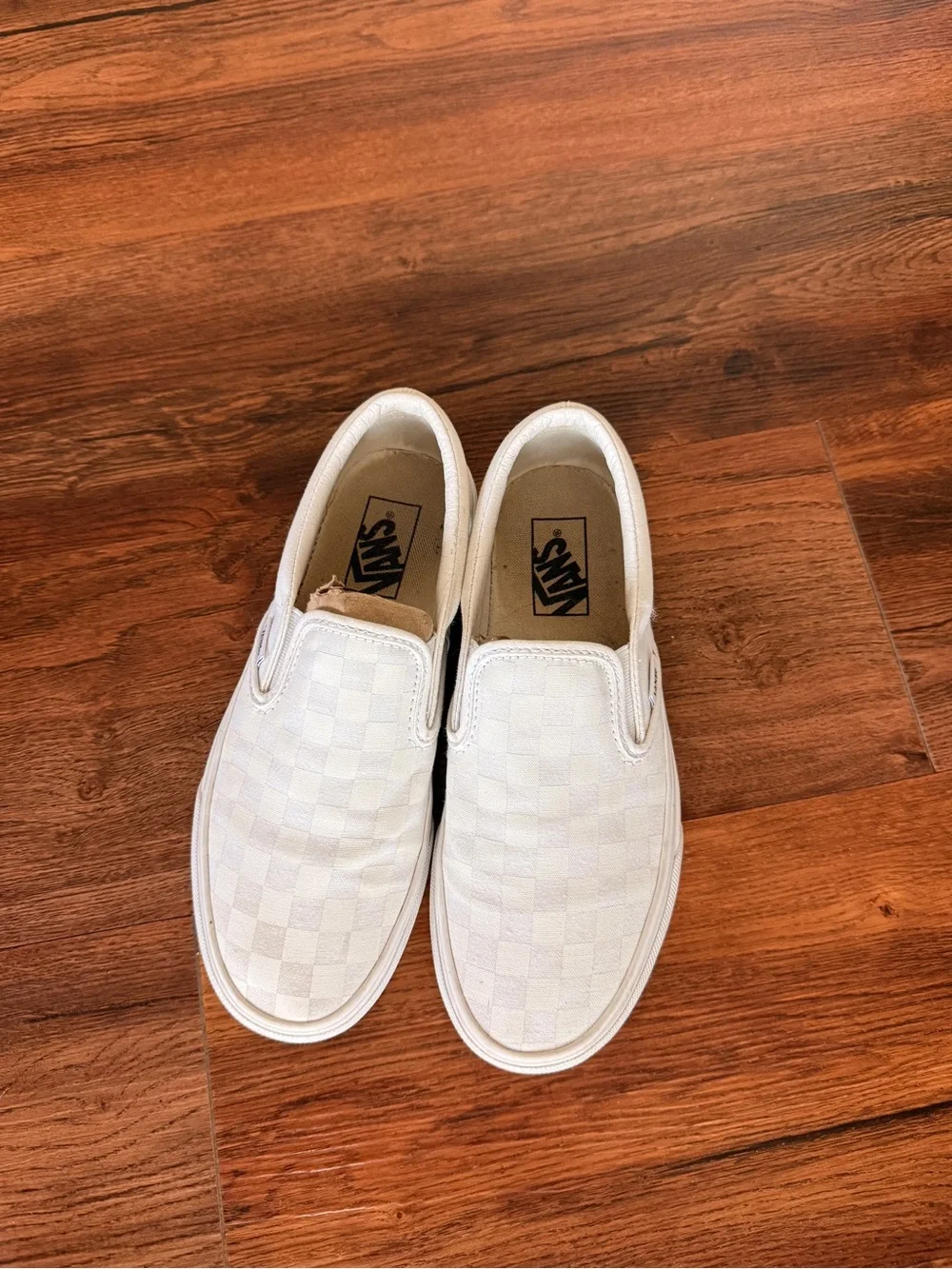 Vans Classic Slip-on Checkerboard White Shoe - Women’s 8.5, Men’s 7
